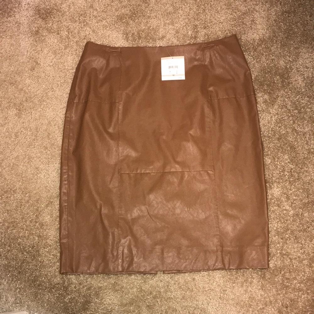 Anne Klein Tobacco Leather Pencil Skirt